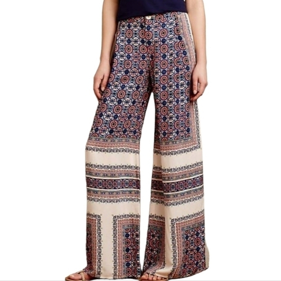 Anthropologie Pants - Anthropologie Elevenses Wide  Leg Medallion Palazzo Beach Pant